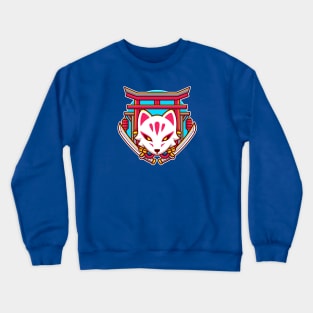 Cute Kitsune With Sword Cartoon Crewneck Sweatshirt